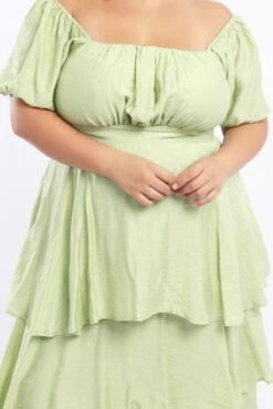 Green Layered Maxi Dress Short Sleeve -You And All Fashion Store ced3536 127rb sage 5