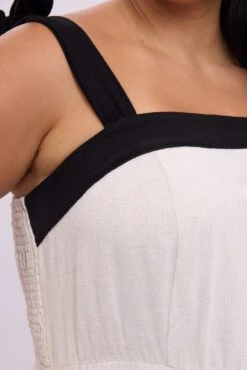 Beige Midi Dress Sleeveless Contrast Shoulder Tie -You And All Fashion Store ced3561 84rb natural 6