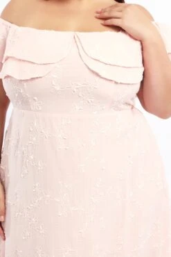 Pink Maxi Dress Off Shoulder Ruffle -You And All Fashion Store ced3563 127rb pale pink 5