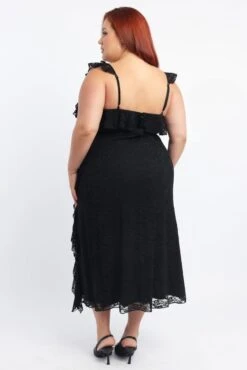 Black Midi Dress Sleeveless Lace Ruffle -You And All Fashion Store ced3612 123rb black 4