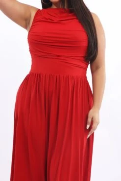Red Maxi Dress Sleeveless Ruched Jersey -You And All Fashion Store ced3631 84rb cherry 5