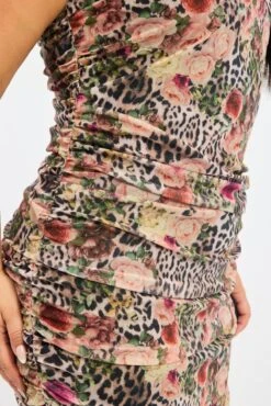 Multi Animal Print Ruched Scoop Neck Bodycon Maxidress -You And All Fashion Store ced40034 127a animal pri 6