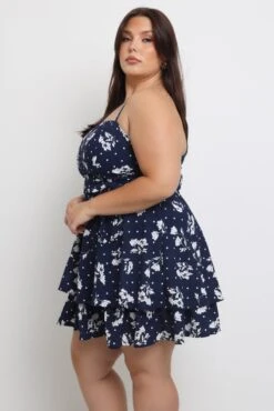 Blue Ditsy Shoestring Strap Flippy Mini Dress -You And All Fashion Store ced4065 126ab ditsy 3