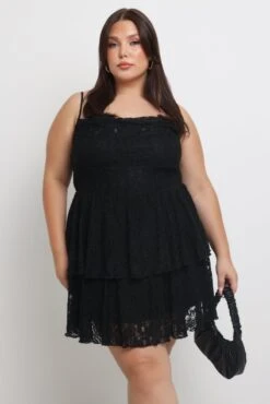 Black Lace Corset Mini Dress