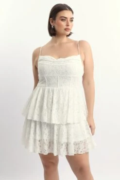 White Lace Corset Mini Dress