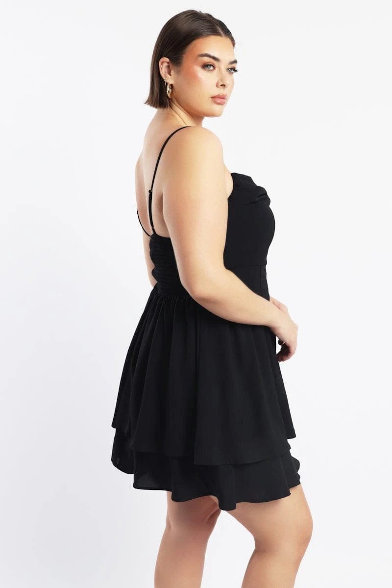 Black Shoestring Strap Cowl Neck Minidress 3 Black Shoestring Strap Cowl Neck Minidress - Image 3