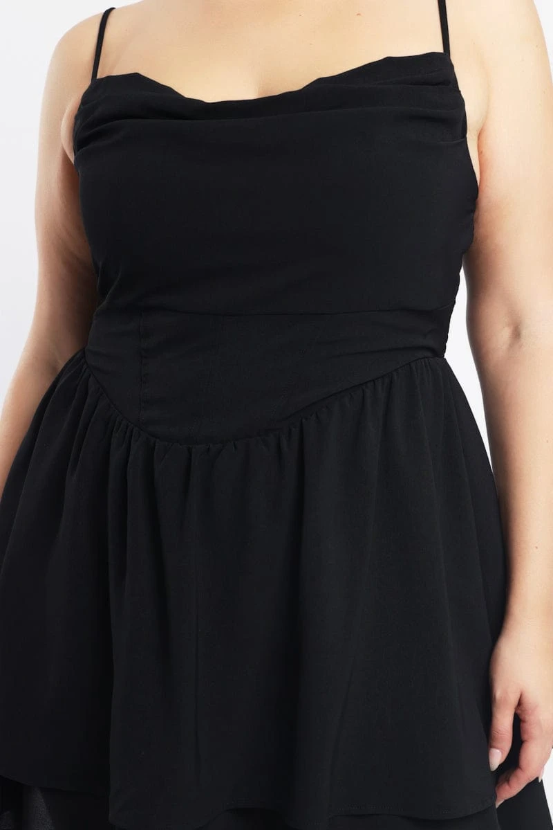 Black Shoestring Strap Cowl Neck Minidress 5 Black Shoestring Strap Cowl Neck Minidress - Image 5