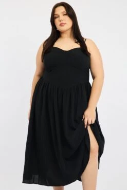 Black Corset Bust Dress Full Dress