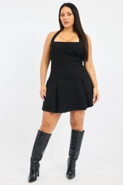 Black Halter Neck Pleated Minidress -You And All Fashion Store ced4616 43ab black 3