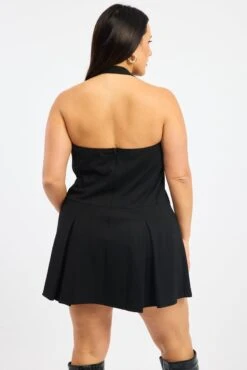 Black Halter Neck Pleated Minidress -You And All Fashion Store ced4616 43ab black 4