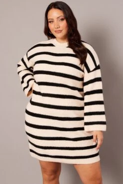 Black Stripe Stripe Sweater Dress -You And All Fashion Store ced7712 40ab stripe 3