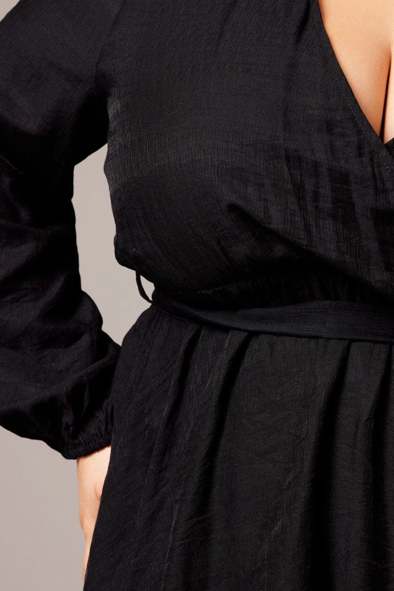 Black Tiered Cross Front Mini Dress 6 Black Tiered Cross Front Mini Dress - Image 6