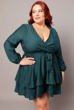 Green Tiered Cross Front Mini Dress 8 Green Tiered Cross Front Mini Dress -You And All Fashion Store ced8050 10ab forest 3