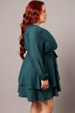 Green Tiered Cross Front Mini Dress 9 Green Tiered Cross Front Mini Dress -You And All Fashion Store ced8050 10ab forest 4