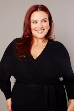 Black Knit Knee Length Dress -You And All Fashion Store ced8674a 40ab black 3