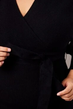 Black Knit Knee Length Dress -You And All Fashion Store ced8674a 40ab black 6