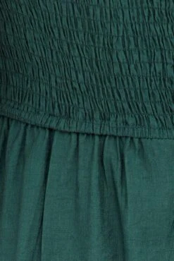 Green Midi Dress Puff Sleeve Square Neck Lined Textured -You And All Fashion Store ced9006 35ab teal 6