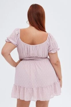 Pink Fit And Flare Dress Short Sleeve Ruched Bust -You And All Fashion Store ced9007a 33rb pink 5