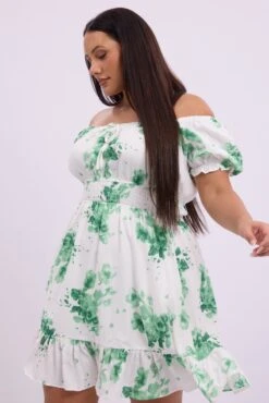 Green Floral Shirred Waist Minidress -You And All Fashion Store ced9007b 125a floral 3