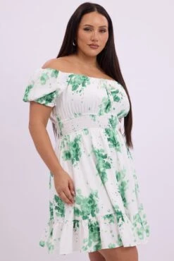 Green Floral Shirred Waist Minidress -You And All Fashion Store ced9007b 125a floral 4