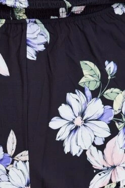 Black Floral Fit And Flare Dress Short Sleeve Gathered Bust -You And All Fashion Store ced9007d 33r floral 6