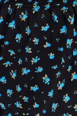 Black Ditsy Mini Dress Puff Sleeve Gather Detail -You And All Fashion Store ced9007e 33ab ditsy 6