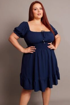 Denim Gathered Bust Tie Front Shirred Waist Minidress 8 Denim Gathered Bust Tie Front Shirred Waist Minidress -You And All Fashion Store ced9007g 35a ink 3