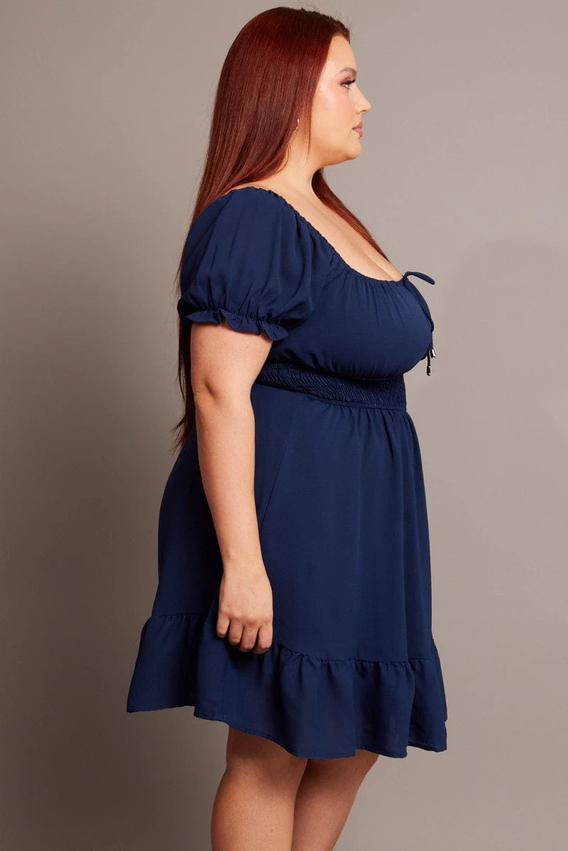 Denim Gathered Bust Tie Front Shirred Waist Minidress 4 Denim Gathered Bust Tie Front Shirred Waist Minidress - Image 4