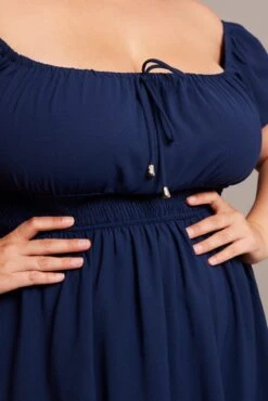 Denim Gathered Bust Tie Front Shirred Waist Minidress 11 Denim Gathered Bust Tie Front Shirred Waist Minidress -You And All Fashion Store ced9007g 35a ink 6