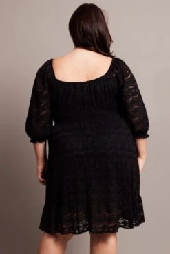 Black Half Sleeve Lace Minidress -You And All Fashion Store ced9007hl 34a black 5