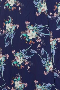 Multi Floral Tie Front Shirred Waist Midi Dress -You And All Fashion Store ced9007ll 34ab floral 6