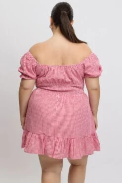 Red Check Tie Front Shirred Waist Frill Minidress -You And All Fashion Store ced9007n 47a check 5