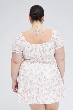 White Floral Fit And Flare Dress Short Sleeve 10 White Floral Fit And Flare Dress Short Sleeve -You And All Fashion Store ced9007p 33r floral 5