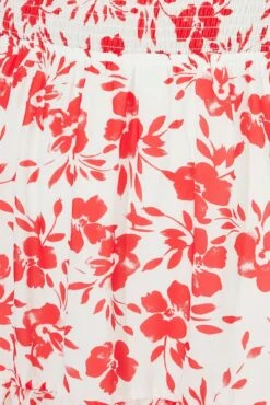 Red Floral Fit And Flare Dress Short Sleeve Ruched Bust -You And All Fashion Store ced9007u 33rb floral 6