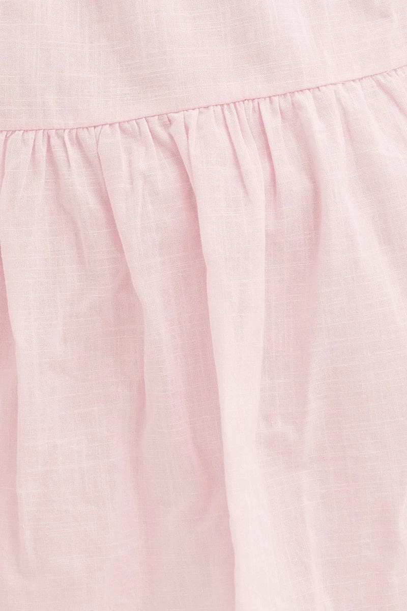 Pink Mini Dress Short Sleeve Keyhole Cotton 7 Pink Mini Dress Short Sleeve Keyhole Cotton - Image 7