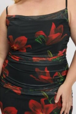 Black Floral Cowl Neck Shoestring Strap Bodycon Maxi Dress -You And All Fashion Store ced9340c 84a floral 6