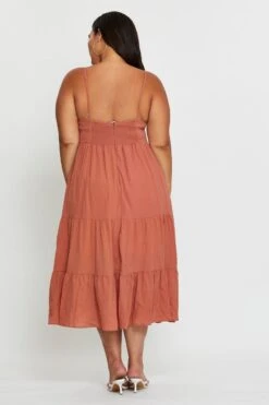 Brown Midi Skater Dress Sleeveless Tie -You And All Fashion Store cedc16787 81b brown 5 1