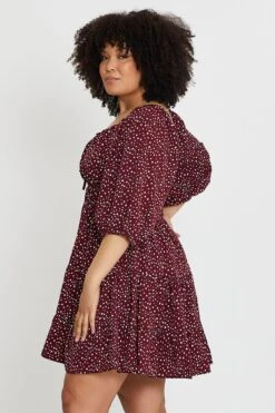 Geo Print Skater Dress Sweetheart Long Sleeve Tie -You And All Fashion Store cedc9013a 33ab geo print 4