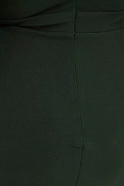 Green Midi Dress Shoestring Strap Fitted Stretch Crepe -You And All Fashion Store cedk31798 10ab green 6