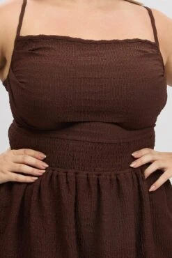 Brown Textured Cowl Playsuit -You And All Fashion Store cep1152 47r brown 6