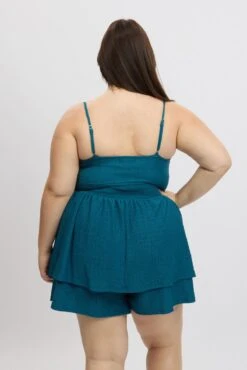 Blue Textured Cowl Playsuit -You And All Fashion Store cep1152 47rb teal 5