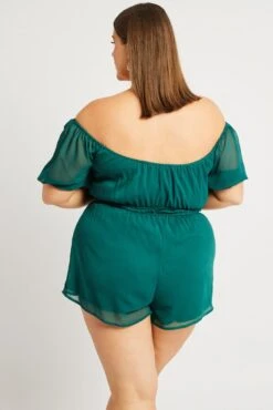 Green Short Sleeve Chiffon Double Tie Playsuit 10 Green Short Sleeve Chiffon Double Tie Playsuit -You And All Fashion Store cep1178 35ab forest 5