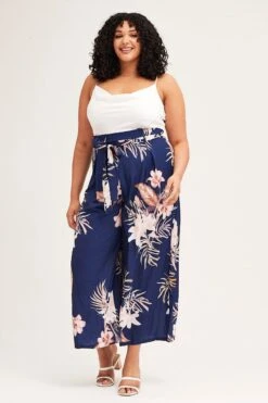 Floral Print Sleeveless Satin Cowl Top Jumpsuit -You And All Fashion Store cep1383 35r floral print 3