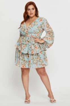 Floral Print Tie Playsuit Long Sleeve