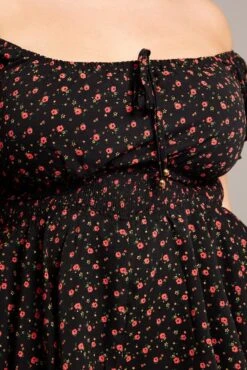 Black Ditsy Ruffle Playsuit Short Sleeve -You And All Fashion Store cep1741w 33rb ditsy 6