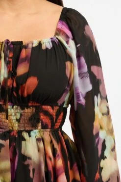 Multi Abstract Playsuit Short Sleeve Ruched Bust -You And All Fashion Store cep2102 116r abstract 6