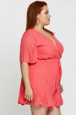 Orange Playsuit V-neck Short Sleeve Ruffle Hem 9 Orange Playsuit V-neck Short Sleeve Ruffle Hem -You And All Fashion Store cep25299 35lb coral 4 1