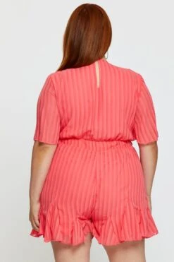 Orange Playsuit V-neck Short Sleeve Ruffle Hem 10 Orange Playsuit V-neck Short Sleeve Ruffle Hem -You And All Fashion Store cep25299 35lb coral 5 1