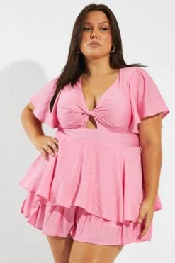 Pink Twist Front Playsuit