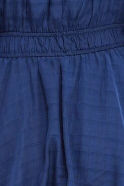 Blue Short Playsuit Textured Ruched Puff Sleeve -You And All Fashion Store cep25485 36a navy 7